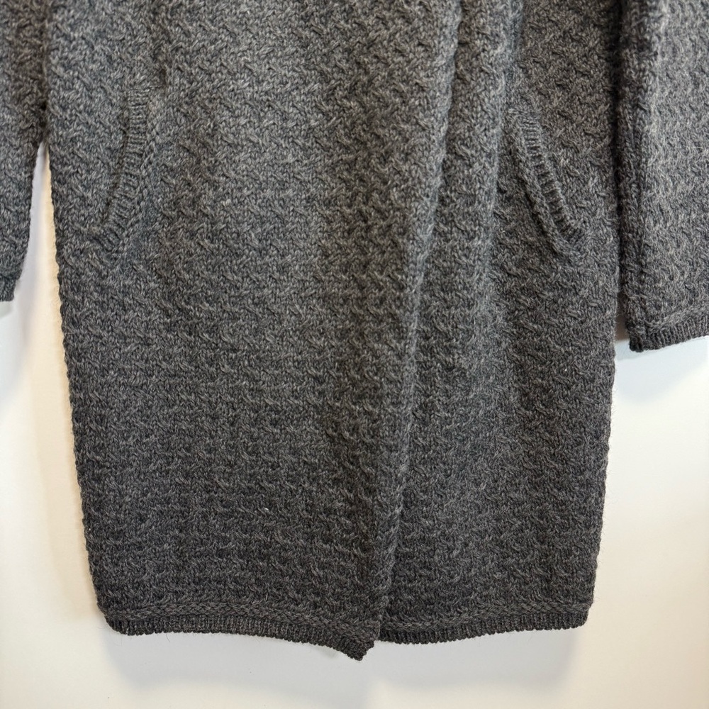 ARAN Sweater Market Ireland Wool Wrap Coat Textured Women’s Small Gray Graphite - Picture 5 of 10